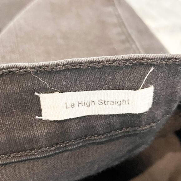 Frame Denim Le High Straight Feather Hem Cropped Jeans Ludlow Black 26 / 2 - Picture 4 of 11